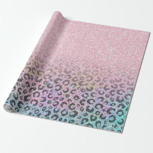 Papel De Regalo Elegante Rosa de Purpurina irlandés dorado Leopard