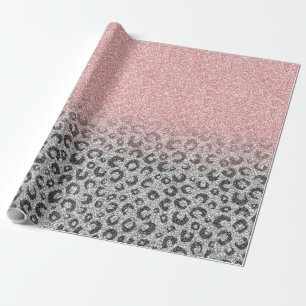 Papel De Regalo Elegante Rosa dorado Purpurina Leopardo Imprimir
