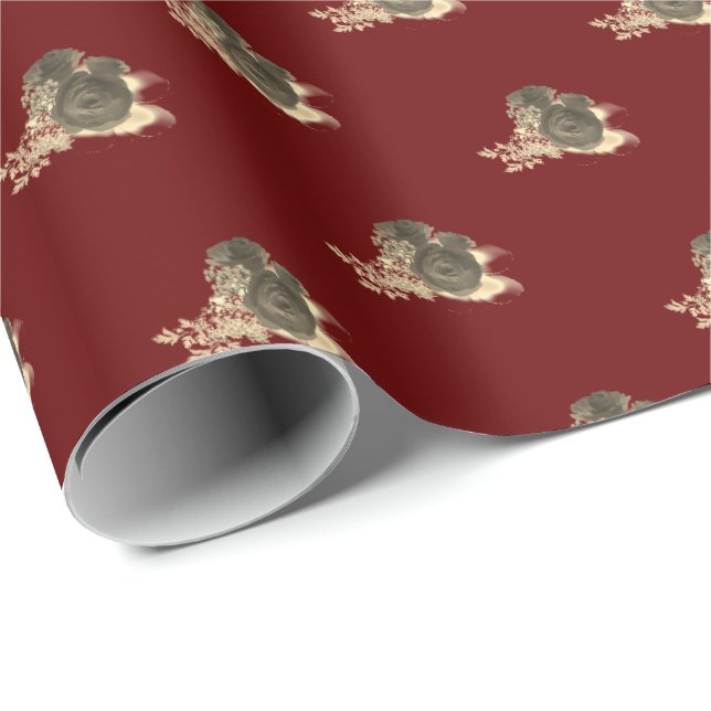 Papel De Regalo Elegante Rosa en Flor  (Esquina del rollo)