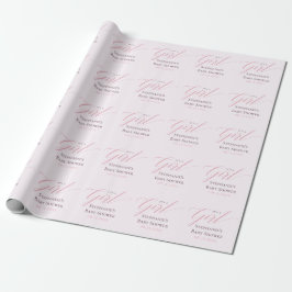 Papel De Regalo Elegante Rosa Es Una Niña Baby Shower
