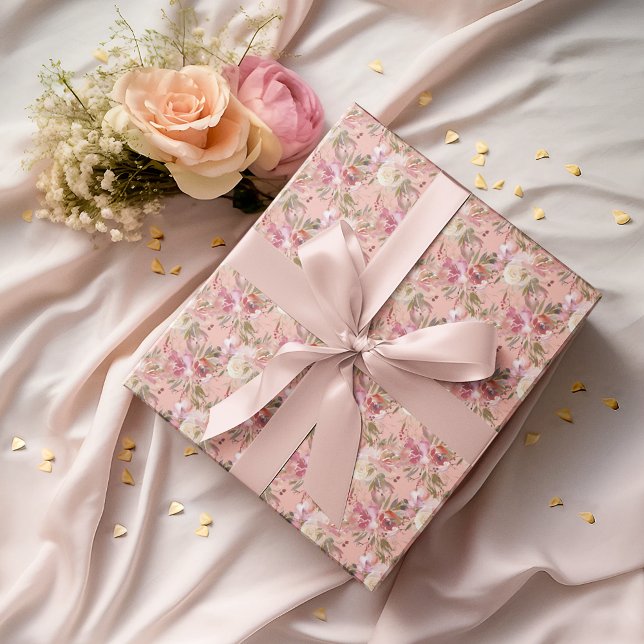 Papel De Regalo Elegante Rosa Florals Rubor Pink (Subido por el creador)