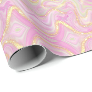 Papel De Regalo Elegante rosa moderno de oro y mármol rosa