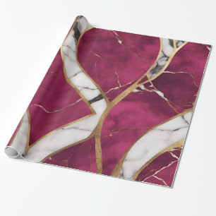 Papel De Regalo Elegante rosa moderno, oro, mármol blanco lujo