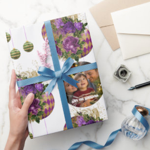 Papel De Regalo Elegante Rosa morado y Navidades en balbuceo. Foto
