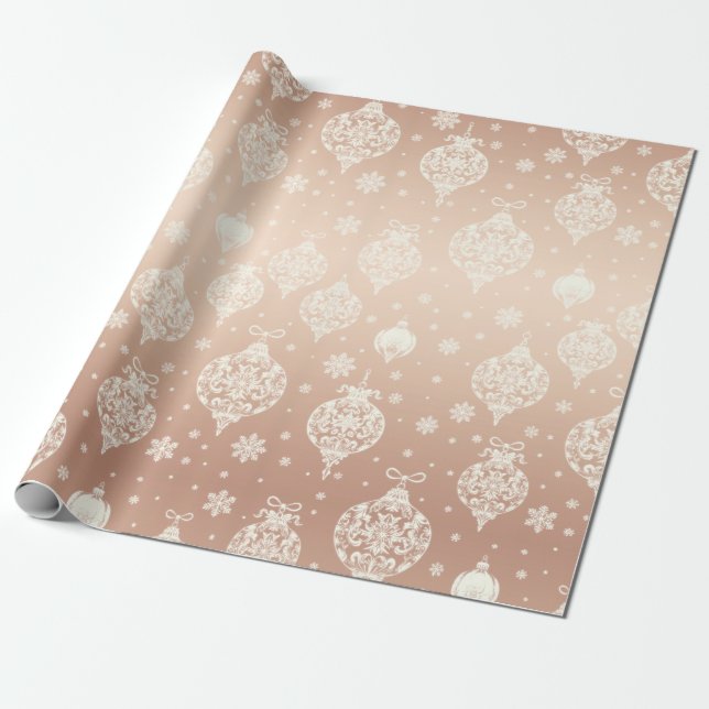 Papel De Regalo Elegante Rosa Oro Blanco Ornamentos de Navidad (Desenrollado)