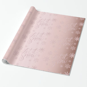 Papel De Regalo Elegante Rosa Purpurina de oro deja que nieve y co