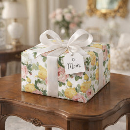 Papel De Regalo Elegante Rosa Vintage Floral Brillante Boda 
