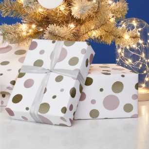 Papel De Regalo Elegante rosa vintage y lunares verdes