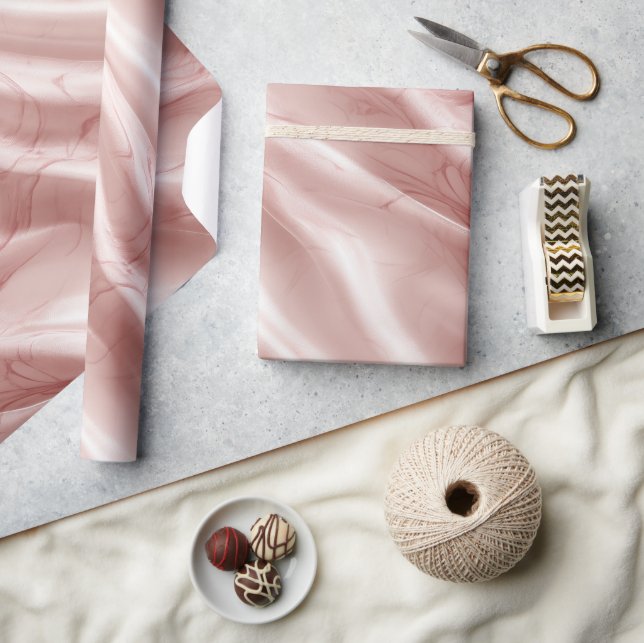 Papel De Regalo Elegante Rosado de Seda Brillo Patrón Abstracto (Artesanía)