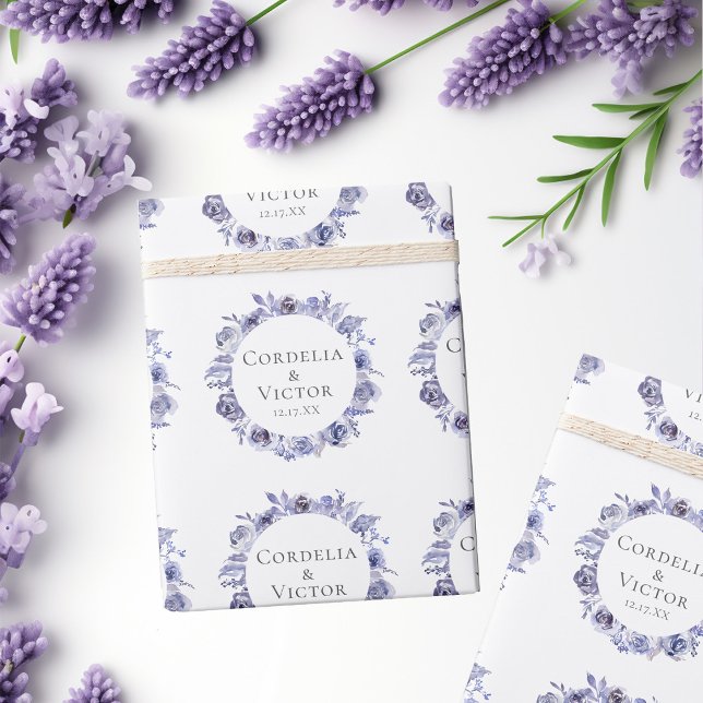 Papel De Regalo Elegante Rosas morados Boda floral personalizado (Subido por el creador)