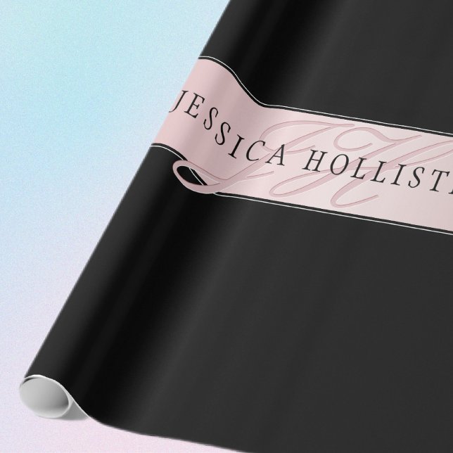 Papel De Regalo Elegante Rubor Faux Rosa Gold | Nombre e Iniciales (Subido por el creador)