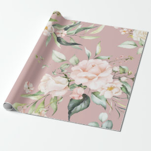 Papel De Regalo Elegante Rubor Pink Eucalyptus Greenery Mauve