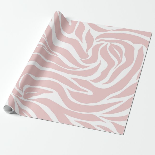 Papel De Regalo Elegante Rubor Pink Zebra White Animal Print (Desenrollado)