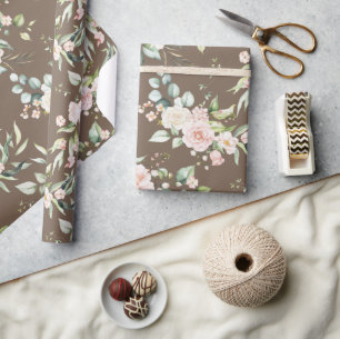 Papel De Regalo Elegante Rubor rosa Eucalyptus Brown