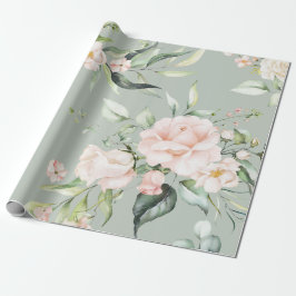 Papel De Regalo Elegante Rubor rosa Eucalyptus Green