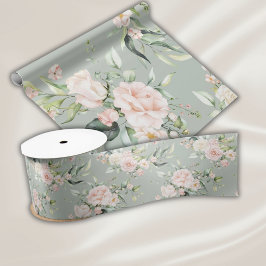 Papel De Regalo Elegante Rubor rosa Eucalyptus Green