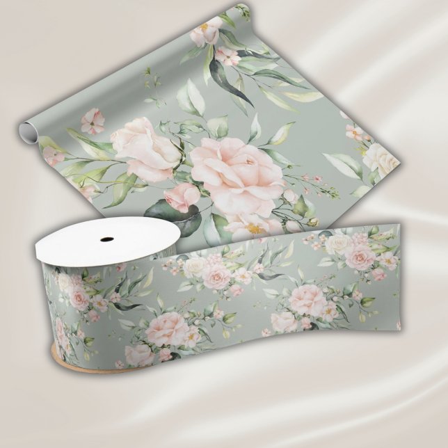 Papel De Regalo Elegante Rubor rosa Eucalyptus Green (Subido por el creador)