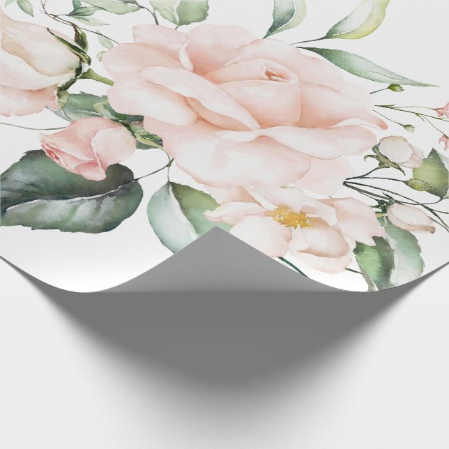 Papel De Regalo Elegante Rubor rosa Eucalyptus Greenery Boda (Esquina)