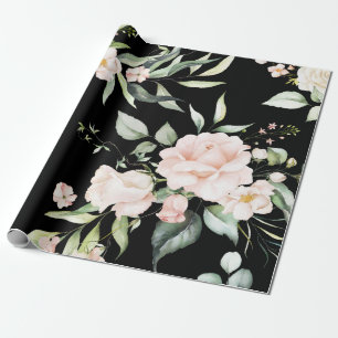 Papel De Regalo Elegante Rubor rosa Eucalyptus Greenery Negro