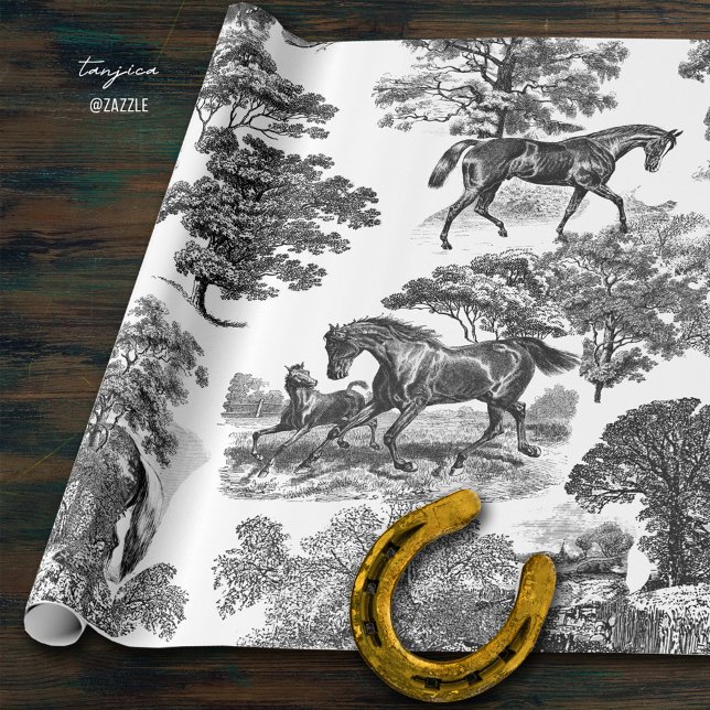 Papel De Regalo Elegante Rústico Hornos Black White Toile (Subido por el creador)