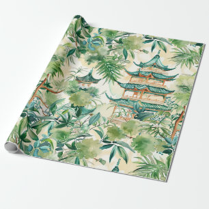 Papel De Regalo Elegante Salvia Botánica Pagoda de Coral