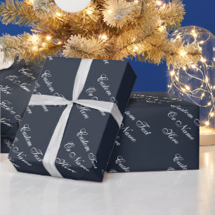 Papel De Regalo Elegante Sapphire Azul & Blanco: Hasta 5 Palabras 