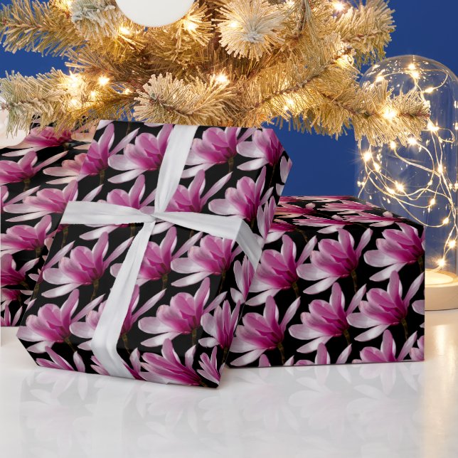 Papel De Regalo Elegante Saucer rosa floral Magnolia florecientes (Vacaciones)