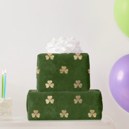 Papel De Regalo Elegante Shamrock de oro verde