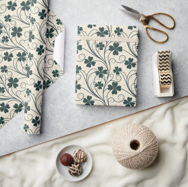 Papel De Regalo Elegante Shamrock vintage (Artesanía)