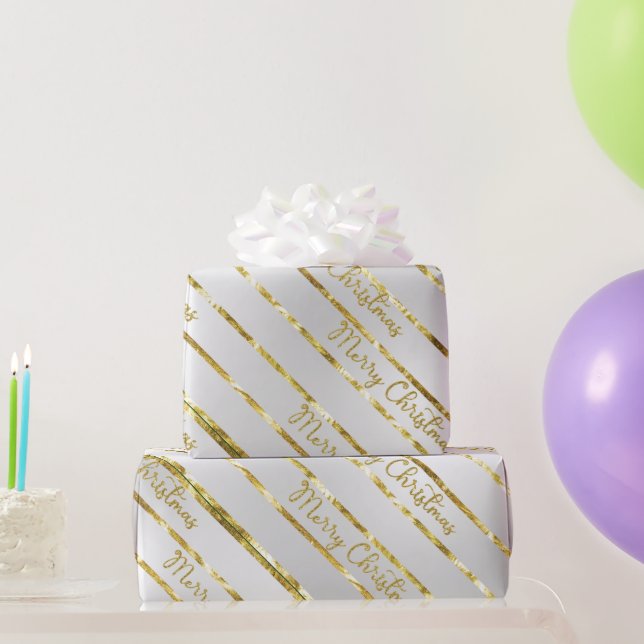 Papel De Regalo Elegante Silver Gold Feliz Navidad (Regalos de fiesta)