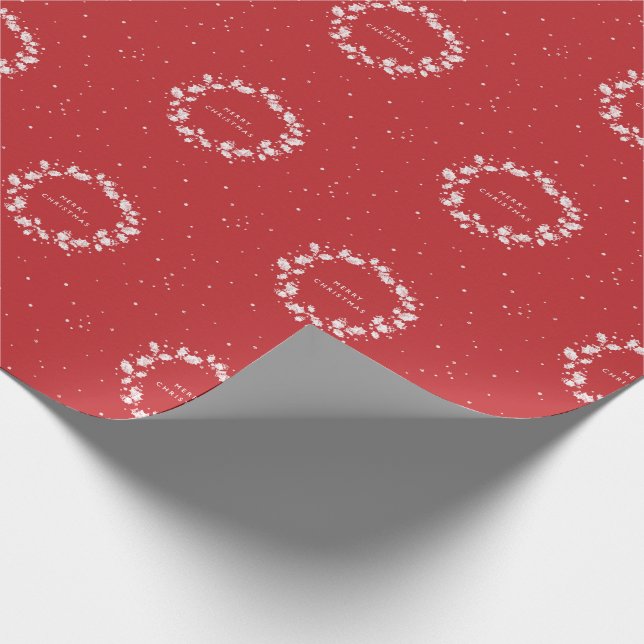 Papel De Regalo Elegante simple rojo + Navidades blancos Holly Wre (Esquina)