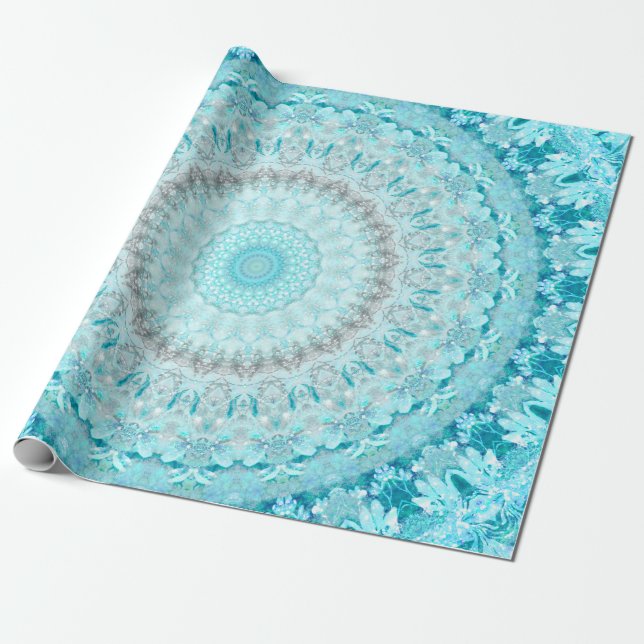 Papel De Regalo Elegante Sky Blue Mandala  (Desenrollado)