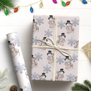 Papel De Regalo Elegante Snowman y Purpurinas Navidades de copos d