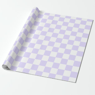 Papel De Regalo Elegante tablero de cheques blanco y morado
