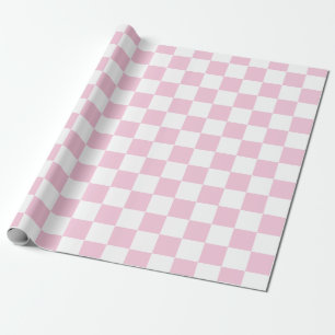 Papel De Regalo Elegante tablero de cheques blanco y rosa