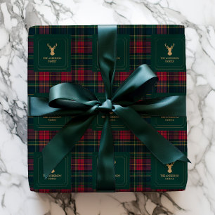 Papel De Regalo Elegante Tartán Cuadro Navidades Nombre Familia