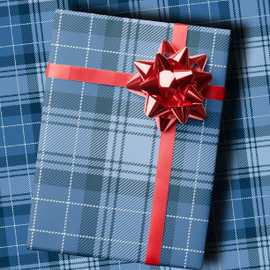 Papel De Regalo Elegante Tartán de Cuadros Azules de Invierno Neut