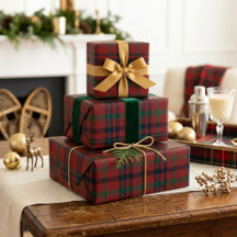 Elegante Tartán de Cuadros Rojo y Verde Navidad Cl