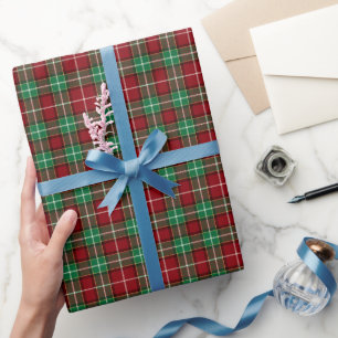 Papel De Regalo Elegante tartán de cuadros verdes y rojos Personal