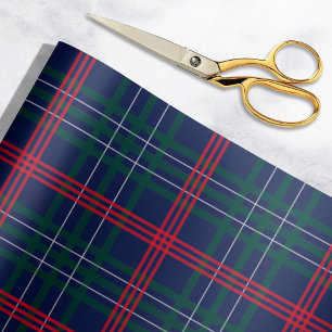 Papel De Regalo Elegante Tartán Escocés Navideño Rojo Verde Azul