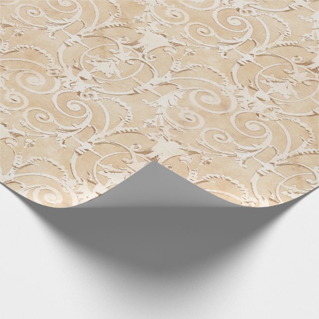 Papel De Regalo Elegante Taupe Damask (Esquina)