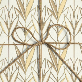 Papel De Regalo Elegante Taupe y Estilo Art Deco de Foliage Blanco