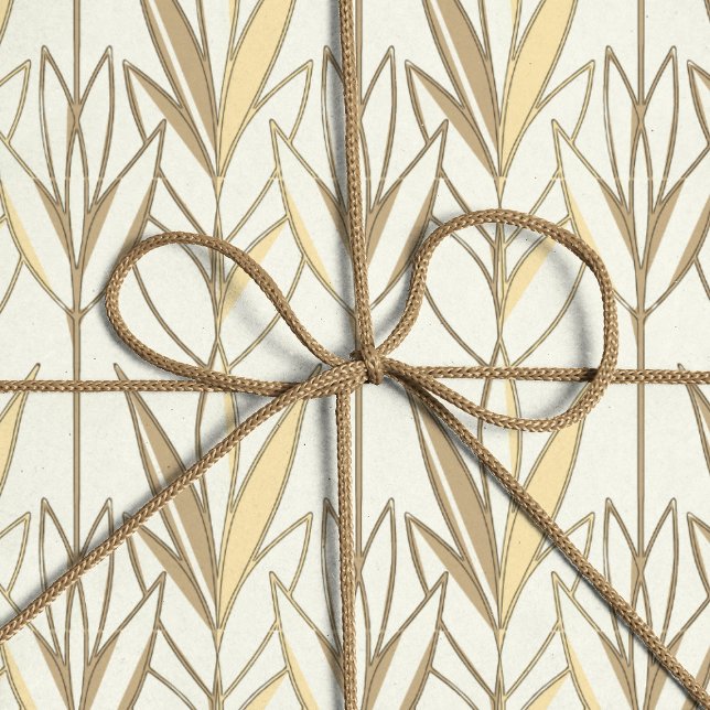 Papel De Regalo Elegante Taupe y Estilo Art Deco de Foliage Blanco (Subido por el creador)