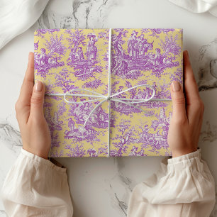 Papel De Regalo Elegante tela de jouy de color amarillo púrpura