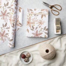 Papel De Regalo Elegante Terracota Rubor Watercolor Floral