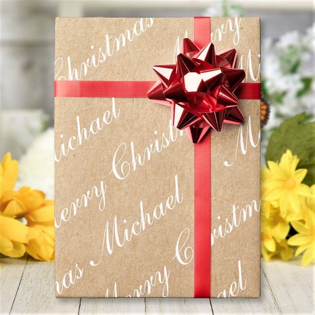 Papel De Regalo Elegante texto de guión de Feliz Navidad estilo Kr (Subido por el creador)