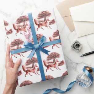Papel De Regalo Elegante tocador vintage rojo Fox Country