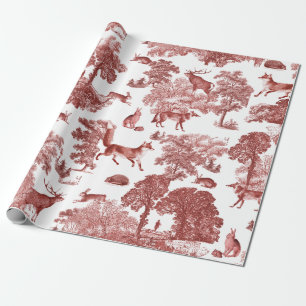 Papel De Regalo Elegante tocador vintage rojo zorro rabbit Country