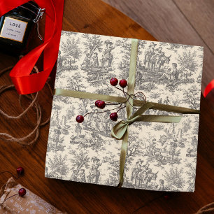 Papel De Regalo Elegante Toile De Jouy Negro Blanco Vintage