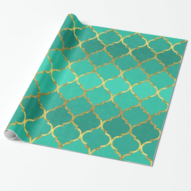 Papel De Regalo Elegante trendy purpurina quatrefoil (Desenrollado)